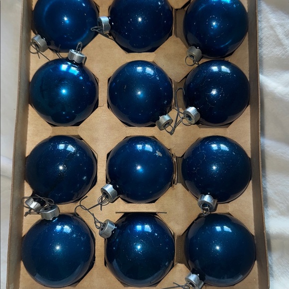 Vintage American Made Coby Blue Glass Christmas Ornaments - Picture 9 of 11